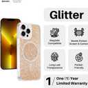 for iPhone 13 Pro Case, Clear Glitter MagSafe Compatible, Cute Bling Sparkly Girly Case for iPhone 13 Pro, Magnetic Protective Phone Cover, Gold Glitter, Phoenix