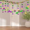 JOYIN 25 PCS Assorted Mardi Gras-Themed Set with 24 Hanging Swirls and 1 Strings with Garland Party Decorations Supplies