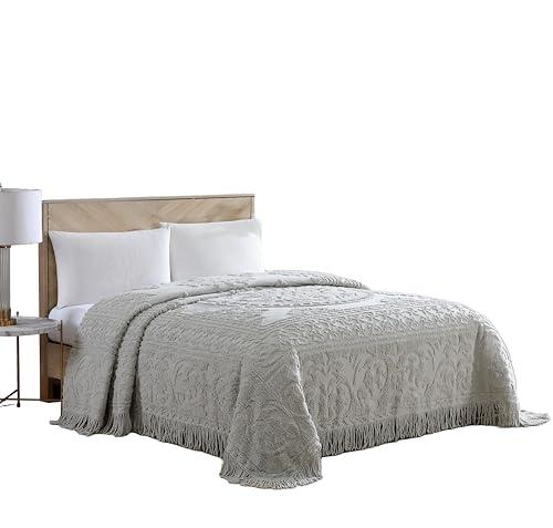 Beatrice Home Fashions Medallion Chenille Bedspread, King, Gray
