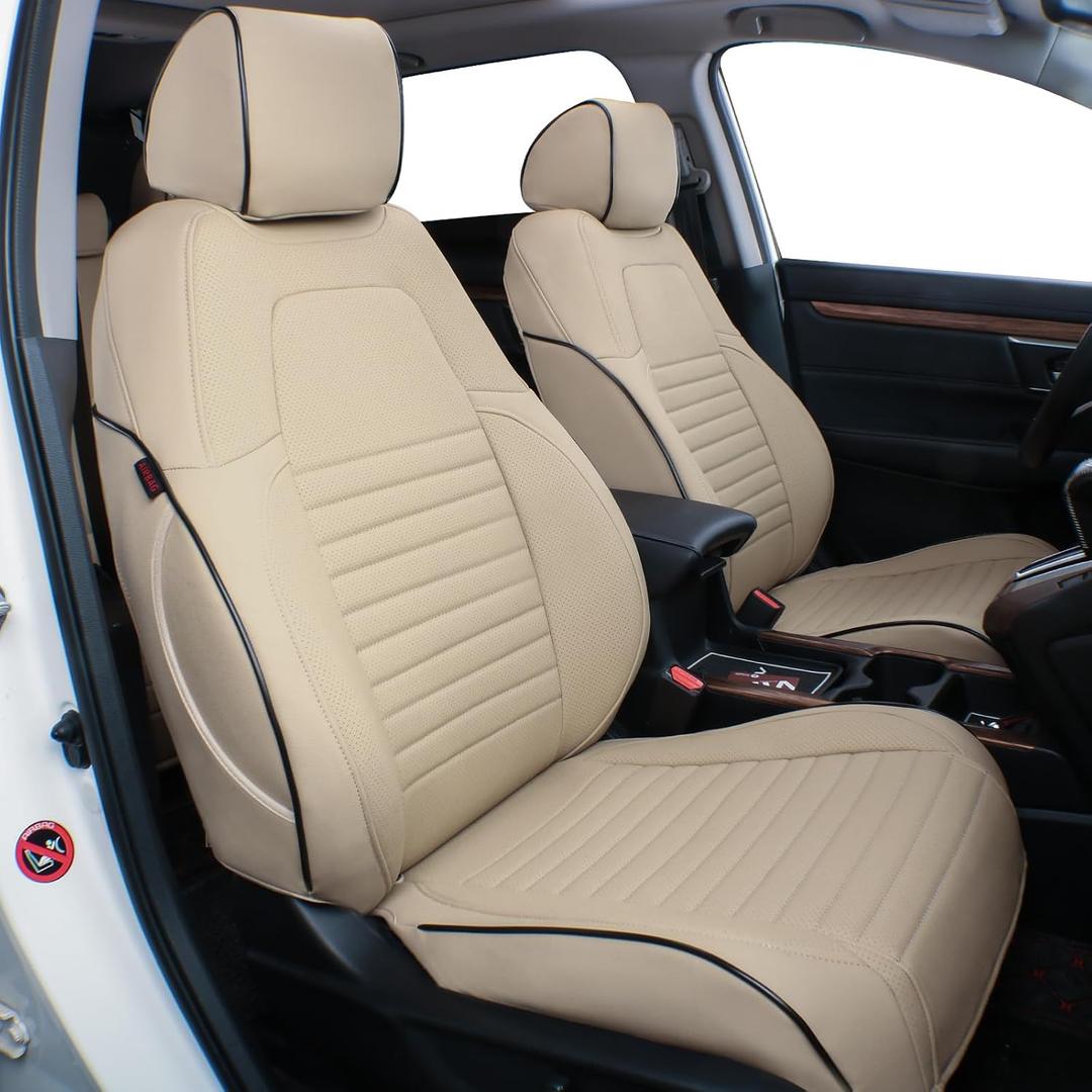 EKR CRV Seat Covers Custom Fit for Honda CRV 2015 2016 Full Set Car Seat Cover for SUV, Leather Truck Seat Protectors,Faux Leather(Beige)