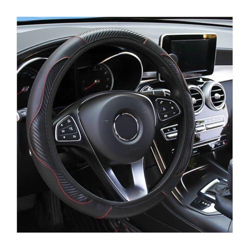 Osilly Car Steering Wheel Cover, 15 inch Carbon Fiber Microfiber PU Leather Elastic Steering Wheel Protector for Men Women, Anti-Slip Breathable Car Interior Accessories for Most Cars (Black)