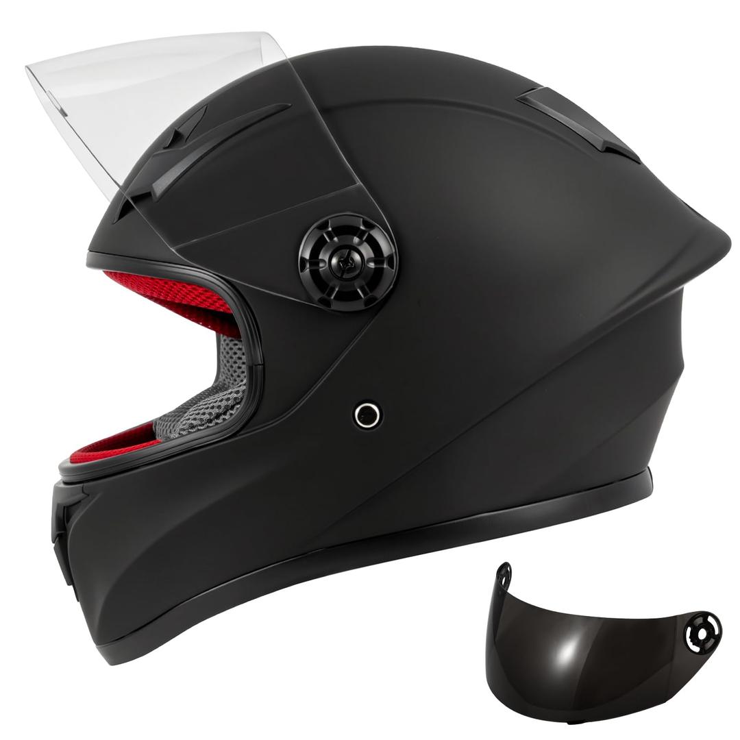 Kids Motorcycle Helmets Youth Full Face Helmet, DOT Approved Street Dirt Bike ATV Off-Road Cascos para Motos Lightweight Helmet (Black, XL)