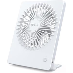 Zuvas Desk Fan Battery Operated Fan Rechargeable 180Tilt Folding Personal Fan Ultra Quiet Small Portable 3 Speed Adjustable Strong Wind Fan For Office Bedroom Home Desktop Camping (White)