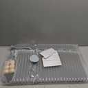 Extra Large Stone Dish Drying Mat for Kitchen Counter, 28"(L)16"(W) Collapsible Quick Drying Dish Mats, Super Absorbent Drying Pad, Kitchen Counter Mats for Dishes, Bottles, Cups, Gray Mable