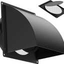 4 Inch Metal Dryer Vent Cover Outside, Heavy Duty Iron Exhaust Hood with Internal Damper, Detachable Cover & Fixed Mesh Screen for Dryer, Kitchen, HVAC, Black