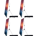USCNC X Banner Stand Adjustable Fit Banner 23 x 63 to 32 x 78 Inch(STAND ONLY), Portable Travel Bag,Suitable for advertising, stores, exhibitions, restaurants, events, birthday parties, and other occasions (4 Pack)