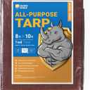 GUARD SHIELD Brown/Green Tarp 8x10 Feet Medium Duty Outdoor Waterproof Multi Purpose Poly Tarps Cover 7mil