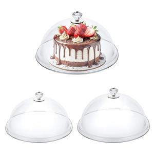 Alrhso 3Pcs Clear Acrylic Cake Cover Dome 8" 10" 12" Cake Stand Cover Round Cakes Cloche Dome Food Display Covers for Freshness Dessert Cheese Display Serving Platter