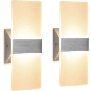 ChangM Modern Wall Sconce 12W, Set of 2 LED Wall Lamp Warm White, Acrylic Material Hardwired Wall Mounted Wall Lights