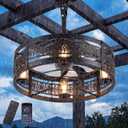 20" Matte Black Outdoor Ceiling Fan with Lights, Plug-in Enclosed Gazebo Fan, Remote Control, Reversible DC Motor for Porch, Deck & Balcony