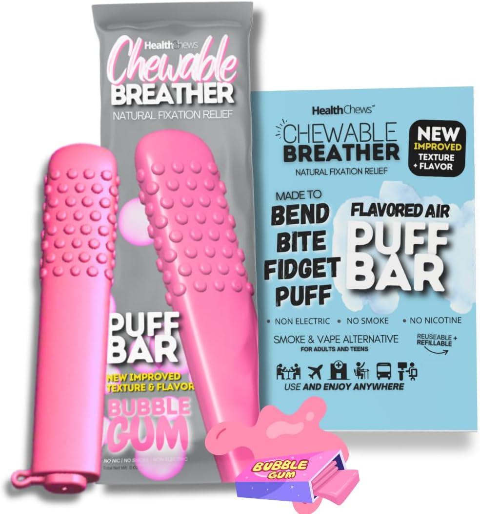 Smokeless Inhaler Breather Chewer, Aromatherapy Breathing Tool, Portable Fresh Air Diffuser for Habit Replacement, Wellness Quit Smoking, Travel Friendly (Bubble Gum)