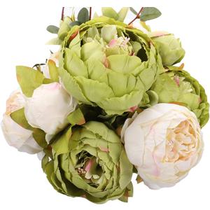 Duovlo Fake Flowers Vintage Artificial Peony Silk Flowers Wedding Home Decoration,Pack of 1 (New Green) (20.87*3.5)