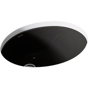 KOHLER K-2209-7 Caxton 17" Oval Undermount Bathroom Sink, Oval Basin, Overflow Drain, No Faucet Holes, Black Black