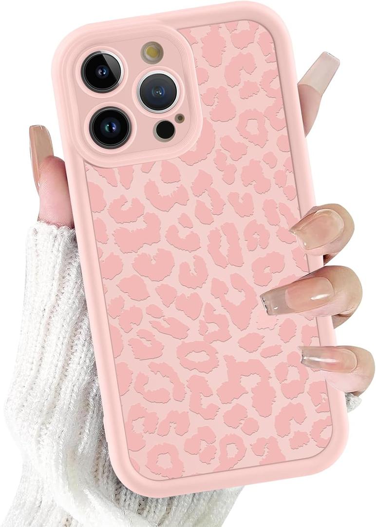 Cute Cheetah Print Phone Case for iPhone 16 Pro Case 6.3", Aesthetic Luxury Pink Leopard Pattern Design Cover Shockproof Soft Slim TPU Full Camera Lens Protective Funda for Women Girls