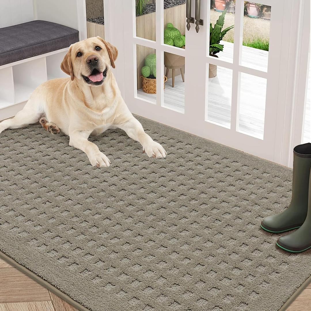 BEQHAUSE Dirt Trapper Door Mats 36"x60", Non Slip Washable, Beige