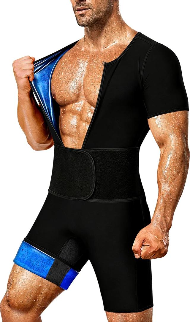 Sauna Suit for Men Sweat Jumpsuit Full Body Heat Trapping Slimming Shirt for Working out (XL)