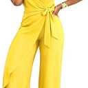 Jumpsuits for Women Casual V-Neck Sleeveless Tie Waist Wide Leg Pants Rompers One Piece Jumpsuits Sexy Club Outfits, XL