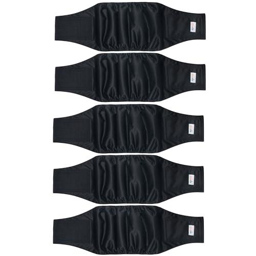5 Pack Dog Diapers Male Reusable, Premium Belly Bands for Male Dogs, High Absorbing Dog Pee Wraps for Doggie in Incontinence or Excitable Urination and Training Black L