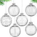 Wettarn 24 Pcs 4 Inch Clear Special Shaped Christmas Ornaments Balls Plastic Fillable Ornament for DIY Crafts Hanging Transparent Balls with Lid and Rope for Xmas New Year Wedding Party Decor