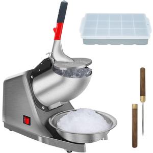 Shaved Ice Machine Snow Cone Machine Ice Crusher with Stainless Steel Blade Kitchen Electric for Shaved Ice and Snow Cone (300W 2000r/min) Also Comes with a Free Ice Pick and Ice Cube Tray