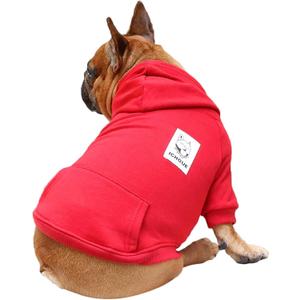 iChoue Pug Clothes Hoodies for Dogs Puppy French Bulldog Frenchie English Boston Terrier Bully Pitbull Sweatshirt Sweater Clothing Cold Weather Winter Coats - Dark Red/Small (Small ( 5 - 15 lbs ))