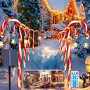 Solar Candy Cane Lights, 12 Pcs Christmas Decorations Outdoor, 8 Modes and Timer, Solar & USB Rechargeable, Waterproof Pathway Lights for Outdoor Christmas Yard Patio Walkway Decor