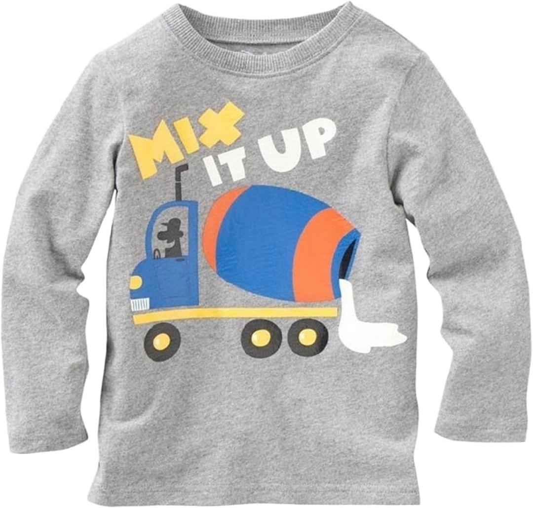Construction Shirts Toddler Boy Kids Long Sleeve T Shirt Truck Gray 3T