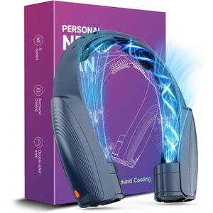 AI Portable Neck Fan with 6 Powerful Speeds, 8000mAh Battery Operated USB-C Rechargeable Fan, Hands-Free 360 Cooling Neck Fan,Twistable,Ultra-Quiet Personal Fan Gift for Women Men(Blue)