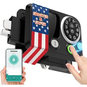 RV Door Lock Keyless Entry Keypad - Replacement Camper Door Lock for 4 Unlocking Methods of Keypad Fingerprint Keys Applet-Password - Metal Zinc Alloy Door Latch for Travel Trailer of RV Accessories (FCS-01)