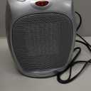 Amazon Basics Ceramic Space Heater, Portable Indoor Heating Solution, With Overheat and Tip-Over Protection, Thermostat, Non-Oscillating, 1500W, Fast Heating, 7.52"D x 6.34"W x 9.45"H, Silver