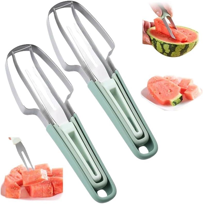 Pack of 4 Fantexy 3-in-1 Watermelon Slicer and Popsicle Maker - Stainless Steel Melon Cutter Tool for Camping and Kitchen
