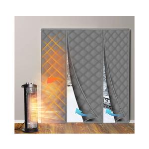 Reallnaive Magnetic Thermal Insulated Door Curtain Fit 72"x80" Door, Curtain Itself Size 74"x81", Thicken Made of Oxford and Cotton Insulated Cover for Winter Sliding, Patio, Grey, Minimalism