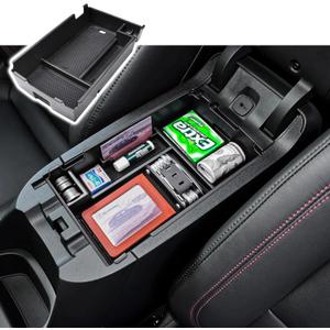 RUNROAD Center Console Organizer Tray Compatible with Chevy Equinox 2018 2019 2020 2021 2022 2023 2024 Accessories, Insert Armrest Tray Secondary Storage Box Coin Holder, Black