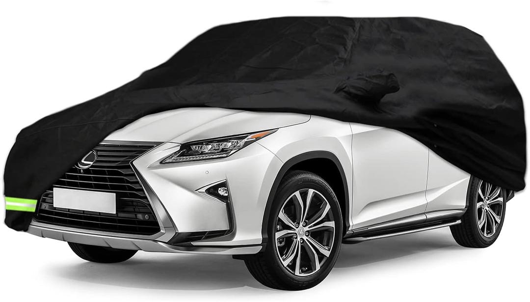 Yixin Waterproof Car Cover for 2004-2026 Lexus RX RX330 RX350 RX400H RX450H SUV Car Cover Custom Fit 100% Waterproof Windproof Strap & Single Door Zipper Up to 195 L (Black-for Lexus RX car Cover)