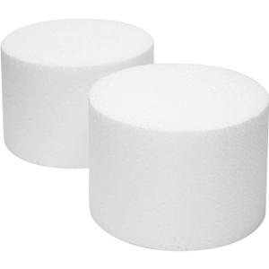 Bright Creations Cake Dummy Foam Cylinder Set - 6 In x 4 In, White, 2-Pack - Reusable Foam Craft Cylinders for Decorating Practice