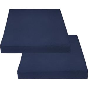Covers & All Square Outdoor Cushion Covers for Patio Furniture Sets, Water, Tear & UV Resistant Polyester Cushion Slipcover with Zippers (Pack of 2) (16" W x 16" D x 4" Thick, Navy Blue)