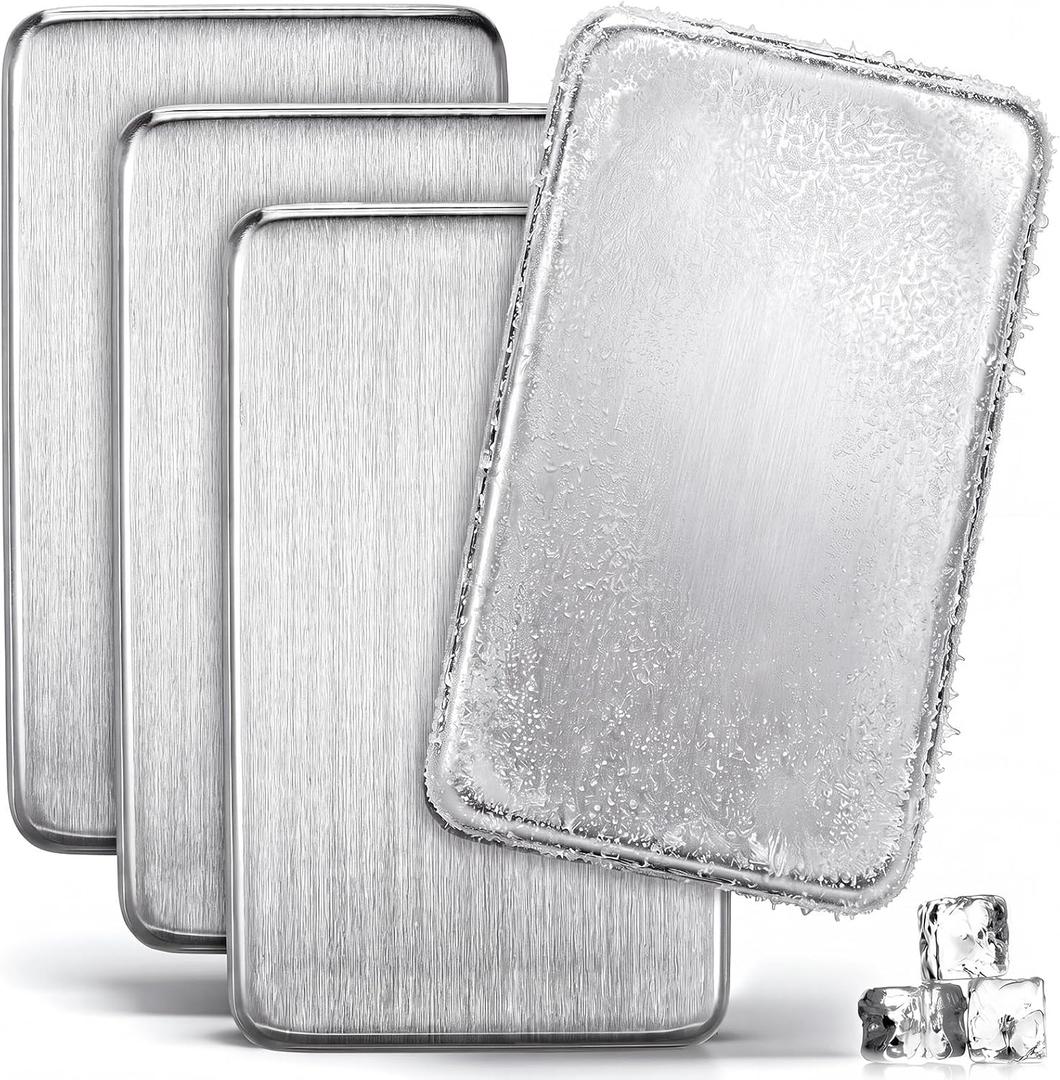 Honeydak 4 Pcs Stainless Steel Ice Packs for Lunch Boxes Travel Reusable Freezer Packs 304 Food Grade Metal Cooling Cube for Bag Cooler Bento Box Camping, No Water Needed
