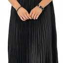 Women Bridesmaid Dresses with Scarf Strapless Pleated Flowy Solid Long Formal Wedding Guest Dress Womens Fall Dresses (Black, L)