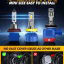 H11/H8/H9 Bulbs Super Bright,6500K Cool White H8 Light Bulbs, 50000+Hours H11 Powersport Bulb with Cooling Fan, Pack of 2