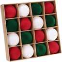 Sea Team 16-Pack Flocked Velvet Christmas Tree Ball Ornaments Set, Decorative Hanging Baubles, Shatterproof Plastic Decorations for Xmas Tree, Wreath, Garland, 80mm/ 3.15 Inches, Elf