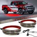 HLauto HL070 2PCS 70inch Emergency Strobe Light Strips: 1,296 LEDs Running Board Safety Warning Flashing Light Red White Firefighter Flexible Hazard Light Bar for Pickup Trucks Construction Vehicles