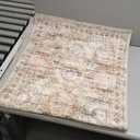 Rug Runners for Hallways Non Slip - 2x8 Runner Rug for Bedroom, Washable Runner with Rubber Backing, Soft Low-Pile Carpet for Kitchen, Laundry, Bathroom (2'x8', Brown/Pink)