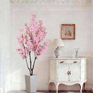 Faux Pink Cherry Blossom Tree 6.5ft(78in) Tall Artificial Plant Indoor Decor Handmade Natural Fake Sakura Tree for Wedding Realistic Silk Cherry Floral in Pot for Home Living Room,Office,Outdoor Decor Cherry Blossom(pink 6), 6.5ft