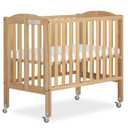 Dream On Me 2-in-1 Portable Mini Crib, Non-Full Size Baby Crib for Small Spaces, 2 Mattress Heights, Compact Travel Design, Includes Mattress, GREENGUARD Gold & BSA Certified, Natural