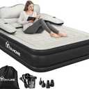 YITAHOME Queen Size Air Mattress with Headboard and Built-in Pump, 18in Blow Up Mattress with Carry Bag, Repair Kit, and Nozzles for Home, Camping, and Travel