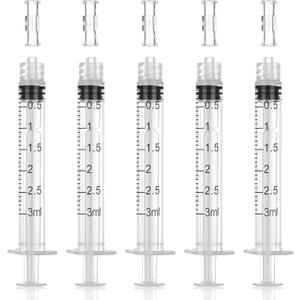 2 x 3 ml Luer Lock Syringe for Liquids, 10 Pcs Luer Connector, 10 Pack Syringe with Cap, Individually Wrapped