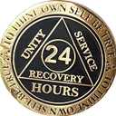 24 Hours AA Medallion Elegant Black Gold Plated Chip