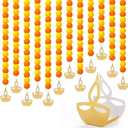 Norme 12 Pcs Marigold Garland 2.6 ft Long Strands Artificial Marigold Flowers Garland with Pendant Flower String Indian Diwali Decorations for Pooja Indian Wedding Dia De Los Muertos(Orange Yellow)