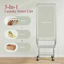 Tajsoon Laundry Cart with Hanging Rack, Metal Rolling Laundry Cart with Wheels and Storage Basket, Silver, 23.62" x 20.78" x 9.84"