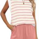RUBZOOF 2 Piece Outfits for Women Lightweight Matching Lounge Sets Cap Sleeve Top and Elastic Waisted Shorts, Size Small